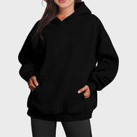 Women’s Oversize Black Hoodie Hoodie unisex front product view | Dash Racegear — Women Black Plain Oversize Pullover Hoodie