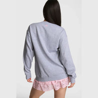 PINK x LoveShackFancy Crew Sweatshirt Sweatshirt unisex detail view 9 | Dash Racegear — LoveShackFancy x PINK Grey Sweatshirt – Soft Crewneck Everyday Wear