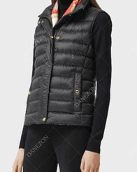 Womens Black Puffer Vest Vest women detail view 2 | Dash Racegear — Womens Puffer Black Vest