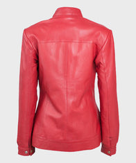 Womens Red Biker Leather Jacket Biker Jacket women detail view 3 | Dash Racegear — Womens Red Leather Motorcycle Jacket