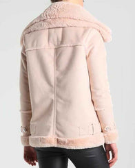Woman Pink Shearling Jacket Jacket unisex detail view 3 | Dash Racegear — Women's Pink Suede Leather Shearling Jacket
