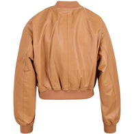 Women’s Tan Brown Cropped Leather Jacket Leather Jacket women detail view 2 | Dash Racegear — Tan Brown Cropped Leather Jacket