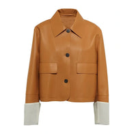 Rachel Tan Brown Leather Jacket Leather Jacket unisex front product view | Dash Racegear — Tan Brown Leather Jacket