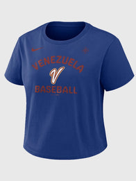Venezuela 2026 World Baseball Classic T-Shirt Shirt unisex front product view | Dash Racegear — Nike women’s Rush Blue Venezuela Baseball 2026 World Baseball Classic T‑shirt with relaxed silhouette for daily wear.