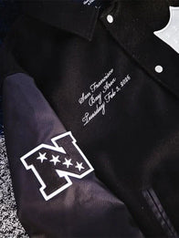Abercrombie 2026 Pro Bowl Game Jacket Jacket unisex detail view 5 | Dash Racegear — Black Abercrombie Varsity Jacket celebrating the 2026 Pro Bowl Games, wool warmth with sleek leather sleeves.