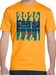 Bloomsday 2026 Finisher T-Shirt Shirt unisex front product view | Dash Racegear — 50th Anniversary Bloomsday 2026 Finisher Yellow T-Shirt bright celebratory tee unisex fit for race finishers and casual wear