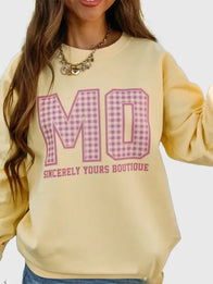 Sincerely Yours Crewneck Sweatshirt Sweatshirt unisex detail view 3 | Dash Racegear — Yellow Sincerely Yours fleece crewneck sweatshirt for women, relaxed fit pullover perfect for lounging, errands, and warm casual looks