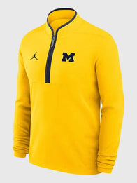 Michigan Wolverines Victory Quarter-Zip Pullover Fashion Apparel unisex detail view 2 | Dash Racegear — Yellow Jordan Victory long sleeve pullover by Nike, ideal for fans and game day outfits.