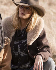 Yellowstone Beth Dutton Coat Coat unisex detail view 4 | Dash Racegear — Beth Dutton Brown Shearling Coat