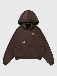 YoungLA x Looney Tunes Plaid Zip-Up Hoodie Hoodie unisex detail view 3 | Dash Racegear — YoungLA plaid hoodie blending Looney Tunes artwork with a modern full-zip casual silhouette.