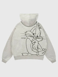 YoungLA x Looney Tunes Plaid Zip-Up Hoodie Hoodie unisex detail view 6 | Dash Racegear — Full-zip YoungLA hoodie featuring classic plaid styling and bold Looney Tunes-inspired graphics.