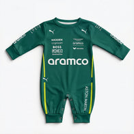 Aston Martin Longsleeve Jumpsuit 2025 front view baby onesie by Dash Racegear