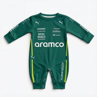 Aston Martin Longsleeve Jumpsuit 2025 front view baby onesie by Dash Racegear