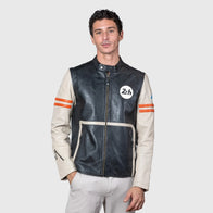 Mans Karl 24H Le Ecru Black Leather Jacket Leather Jacket unisex detail view 4 | Dash Racegear — Mans Karl 24H Le Ecru Jacket – Modern Black Leather Fit
