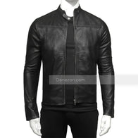 Mens Black Cafe Racer Biker Jacket Biker Jacket men detail view 2 | Dash Racegear — Cafe Racer Black Leather jacket