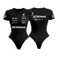 Black F1 Women Summer Bodysuit F1 Racing Suit Base Layer by Dash Racegear, front product view, design 2223