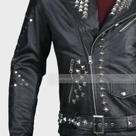 Mens Black Biker Studded Leather Jacket Biker Jacket men detail view 4 | Dash Racegear — black studded leather jacket Dash Racegear
