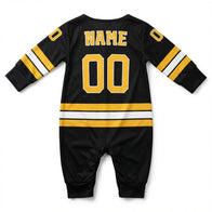 Boston Brunis - Hockey Baby Onesie Jumpsuit back view baby onesie by Dash Racegear