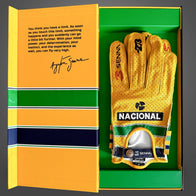 Yellow leather driving gloves for sim racing and road driving