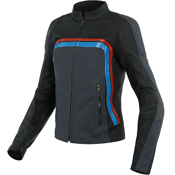 Dainese Ladies Lola 3 Leather Jacket - Black / Ebony / Red / Blue by Dainese - clearance motorcycle jacket
