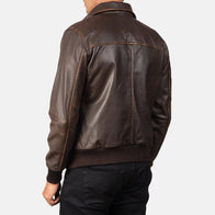 Aaron Brown Leather Bomber Jacket by Dash Racegear - unisex Jacket view 6