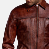 Abstract Maroon Leather Jacket by Dash Racegear - men Jacket view 3