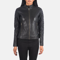 Adalyn Quilted Black Leather Biker Jacket by Dash Racegear - women Jacket view 4