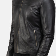 Adornica Black Leather Biker Jacket by Dash Racegear - men Jacket view 6