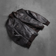 Agent Shadow Brown Leather Bomber Jacket by Dash Racegear - men Jacket view 7