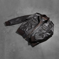 Agent Shadow Brown Leather Bomber Jacket by Dash Racegear - men Jacket view 8