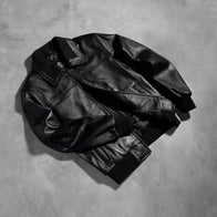 Air Rolf Black Leather Bomber Jacket by Dash Racegear - men Jacket view 8