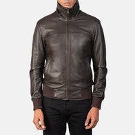 Air Rolf Brown Leather Bomber Jacket by Dash Racegear - men Jacket view 3