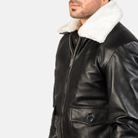 Airin G-1 Black & White Leather Bomber Jacket by Dash Racegear - men Jacket view 6