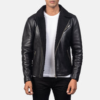 Alberto Shearling Black Leather Jacket by Dash Racegear - men Jacket view 1