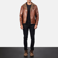 Alberto Shearling Brown Leather Jacket by Dash Racegear - men Jacket view 4
