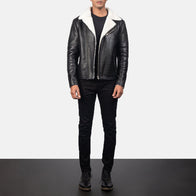 Alberto White Shearling Black Leather Jacket by Dash Racegear - men Jacket view 4