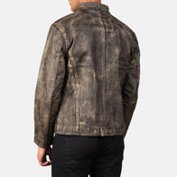 Alex Distressed Brown Leather Biker Jacket by Dash Racegear - men Jacket view 5