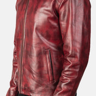 Alex Distressed Burgundy Leather Jacket by Dash Racegear - men Jacket view 6