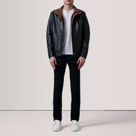 Alfred Black Leather Bomber Jacket by Dash Racegear - men Jacket view 2
