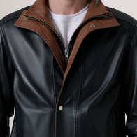 Alfred Black Leather Bomber Jacket by Dash Racegear - men Jacket view 6