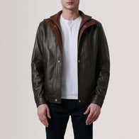 Alfred Brown Leather Bomber Jacket by Dash Racegear - men Jacket view 1