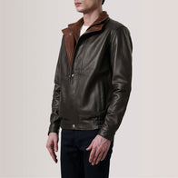Alfred Brown Leather Bomber Jacket by Dash Racegear - men Jacket view 3