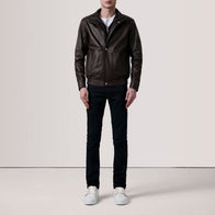 Alfred Maroon Leather Bomber Jacket by Dash Racegear - men Jacket view 2