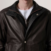 Alfred Maroon Leather Bomber Jacket by Dash Racegear - men Jacket view 4