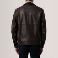 Alfred Maroon Leather Bomber Jacket by Dash Racegear - men Jacket view 5