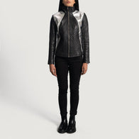 Alia Metallic Black Leather Biker Jacket by Dash Racegear - women Jacket view 4