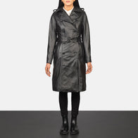 Alice Black Double Breasted Leather Coat by Dash Racegear - women Jacket view 1