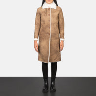 Alina Shearling Brown Leather Coat by Dash Racegear - women Jacket view 3