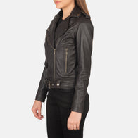 Alison Brown Leather Biker Jacket by Dash Racegear - women Jacket view 2