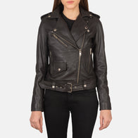 Alison Brown Leather Biker Jacket by Dash Racegear - women Jacket view 4